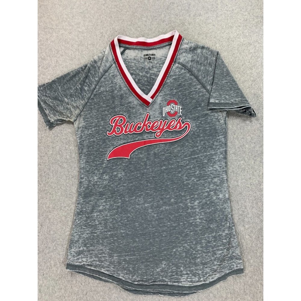 Ohio State Buckeyes Scarlet & Gray Game Day Tee Shirt (Women's Large)‎ Gray